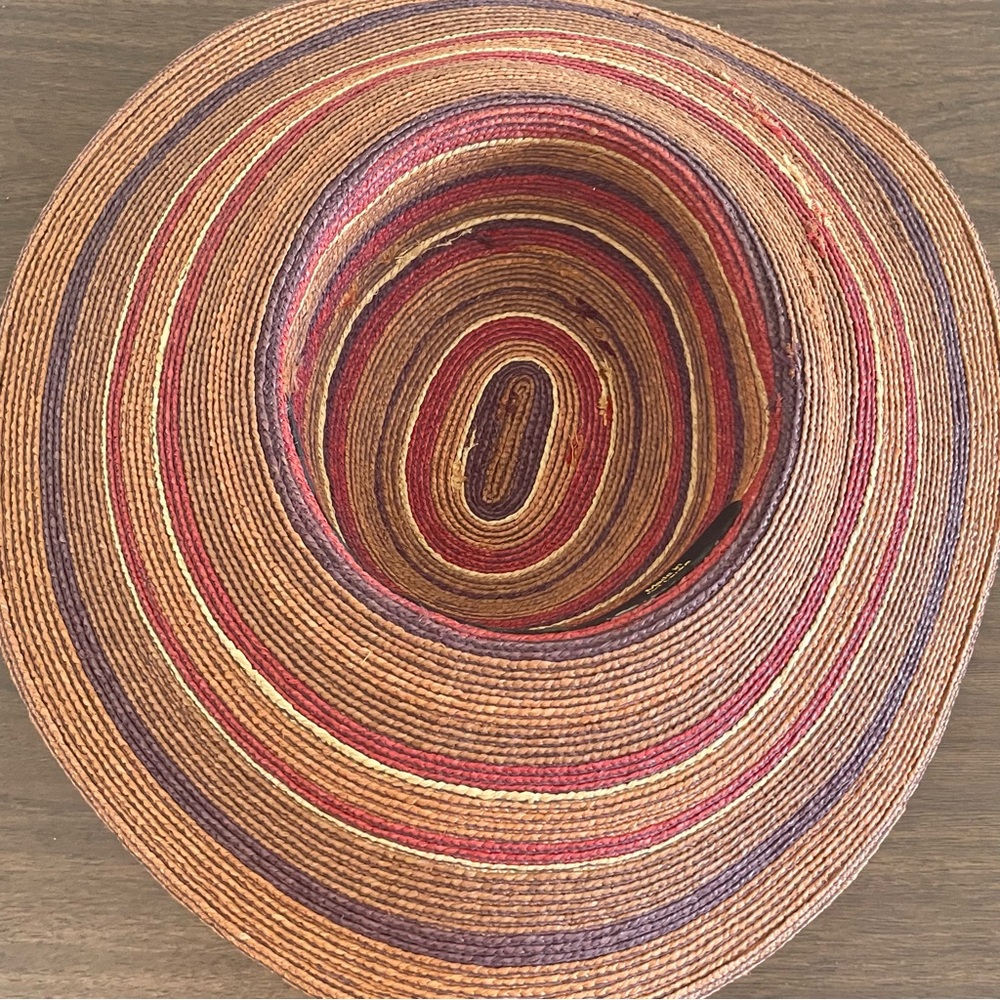 SOLD Helen Kaminski Hat Wide Brim Sun Raffia Womens Multicolor Summer Beach - Picture 9 of 15